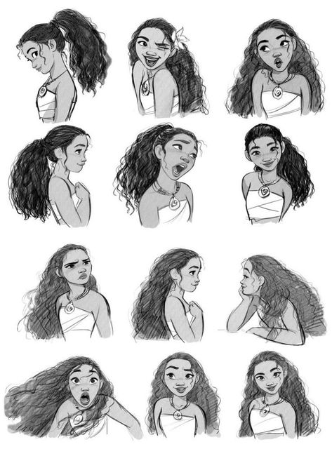 Moana Facial Expressions, Disney Character Reference, Moana Illustration Art, Moana Expressions, Disney Princess Character Design, How To Draw Disney Style, Moana Illustrations, Moana Character Design, Disney Characters Sketches