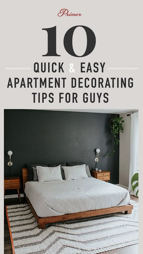 Single Man Bedroom, Bachelor Apartment Decor, Mens Apartment, Guys Apartment, Mens Apartment Decor, Men’s Bedroom Ideas, Masculine Apartment, Bachelor Pad Ideas, Simple Apartment Decor