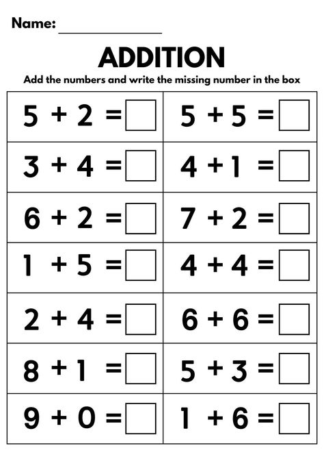 Basic Addition Worksheets Kindergarten, Fill In The Blanks Worksheets, Driving Basics, Kindergarten Math Worksheets Free, Math Addition Worksheets, Math Sheets, Basic Addition, First Grade Worksheets, 2nd Grade Math Worksheets