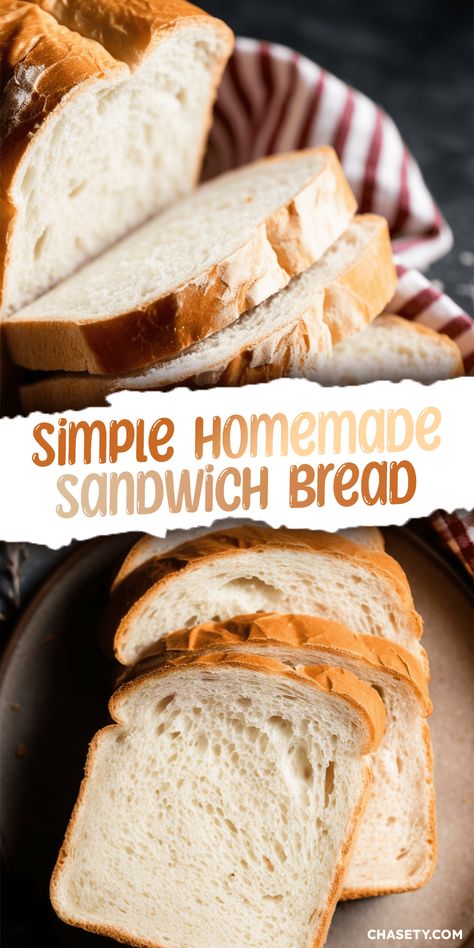 Homemade Sandwich Bread - Chasety Sandwhich Bread, White Sandwich Bread, Homemade Sandwich Bread, Homemade Sandwich, White Bread Recipe, Tasty Bread Recipe, Homemade Bread Recipes Easy, Sandwich Bread Recipes, Sandwich Bar