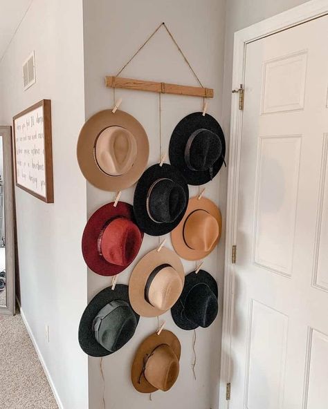 Diy Hat Hanger, Baseball Hat Storage, Baseball Hat Racks, Diy Hat Rack, Cowboy Hat Rack, Hat Shelf, Hat Organizer, Hanging Hats, Hat Organization