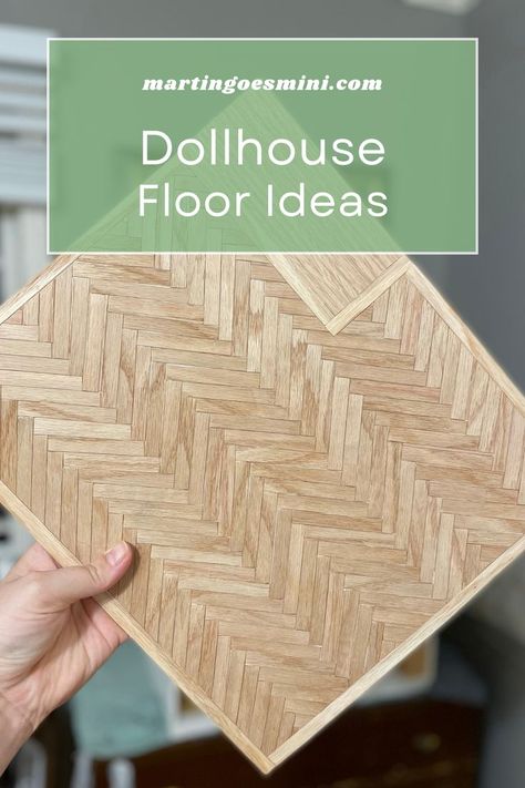 Find ideas for hardwood dollhouse floors and tile, all very DIY and beginner-friendly! Dollhouse Walls, Doll House Flooring, Dollhouse Decorating, Diy Barbie House, Dollhouse Design, Dolls House Shop, Modern Dollhouse Furniture, Dollhouse Miniature Tutorials, Doll Furniture Diy