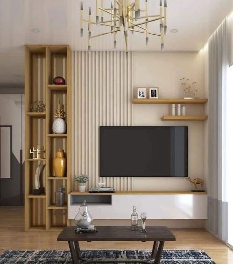 Tv Unit Design idea ✨️ #trendingpost #homedecor #interiordecorating #livingroomdesigns #interiors #reelitfeelit #tvunitdesigns #homedesignsdworld #interior #tvunit #livingroomdesign #wallpanels #interiordesign #fypシ゚viralシ2024fyp #hairhack #bodybuildingmotivational #srhvspbks #hairgrowth #fitnesschallenge Livspace Tv Unit, Living Room Partition Design With Tv, Small Space Tv Unit Design, Livspace Interior Design, Small Wall Tv Unit Design, Tv Wall Ideas Living Room Small Spaces, Small Tv Unit Design Modern, Tv Wall Design Small Space, टीवी यूनिट डिजाइन