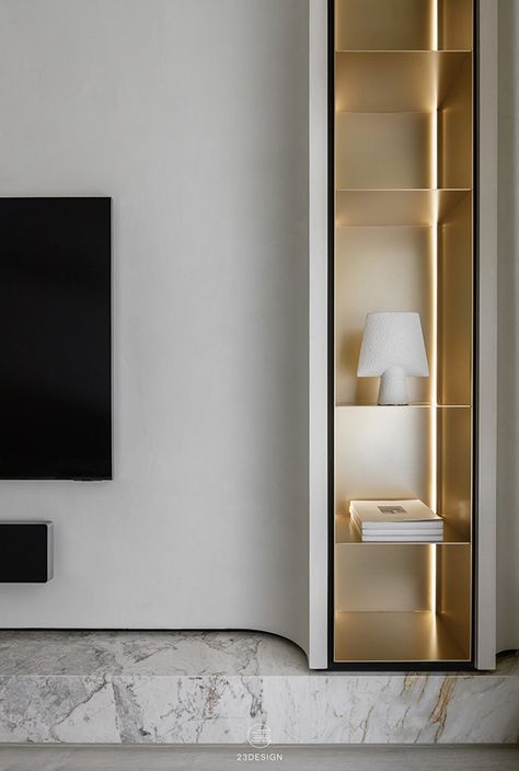 N°5 City Imprint :: Behance Tv Wall Console Ideas, Tv Console Interior Design, Hotel Tv Wall Design, Tv Console Ideas, Niche In Wall, Tv Console Design, White Fabric Texture, Luxury Tv Wall, Lcd Units