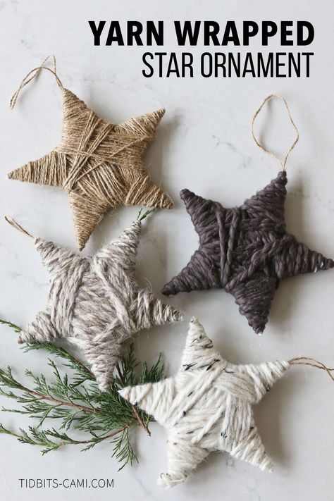 Join me for this fun and super easy craft tutorial! I’ll show you how to DIY these yarn wrapped star ornaments that are great to hang on the Christmas tree or for other Christmas decorations. Cheap Diy Christmas Decorations, Star Ornaments, Ornaments Homemade, Holiday Crafts Christmas, Crafts Christmas, Christmas Ornament Crafts, Vintage Diy, Star Ornament, Ornament Crafts