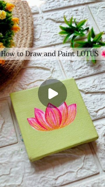 Easy Lotus Painting Acrylic, Lotus Abstract Painting, How To Draw Lotus, Lotus Painting Acrylic, Lotus Canvas Painting, Lotus Acrylic Painting, Lotus Drawing, Lotus Flower Painting, Painting Lotus