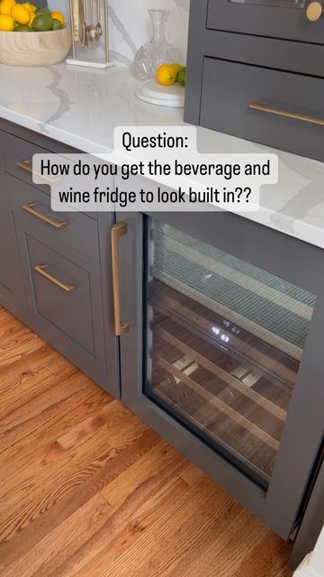 Under Counter Wine Refrigerator, Beer Fridge In Island, Wine Fridge Cabinet Built Ins Dining Room, Built In Bar Fridge, Kitchen Wine Bar Ideas Cabinets, Wet Bar Hardware, Pantry Wall With Wine Fridge, Built In Wine Cooler Cabinet, Replace Dishwasher With Wine Fridge