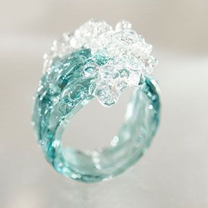 Teal Ocean Wave Cocktail Ring by Driftland Handmade Ocean Jewelry | Ocean Themed Jewelry | Ocean Inspired Jewelry | Beach Jewelry | Scuba Diver Jewelry | Ocean Lover Jewelry | Jewelry for Scuba Divers | Gifts for Scuba Divers | Gifts for Ocean Lovers | Sea Life Jewelry | Gifts for Beach Lovers | Water Ring, Surfer Jewelry, Wave Jewelry, Ring Wrap, Mermaid Ring, Jewelry Purple, Ocean Jewelry, Magical Jewelry, Glass Ring