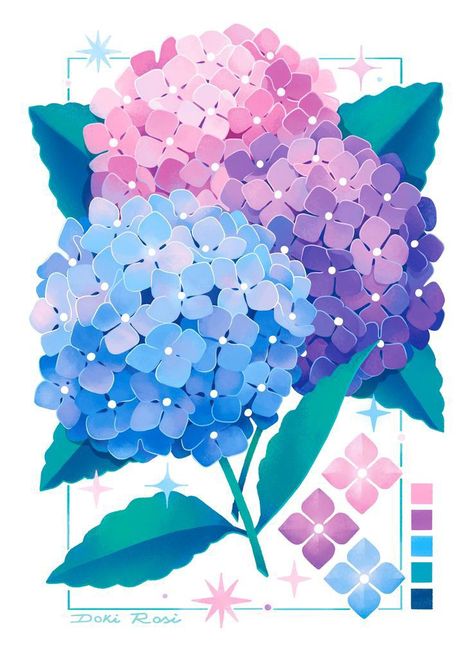 Kawaii Inspiration, Hydrangea Season, Beautiful Pencil Drawings, Thigh Piece, Seashell Painting, Colour Pallets, Arte Sketchbook, Character Poses, Procreate App