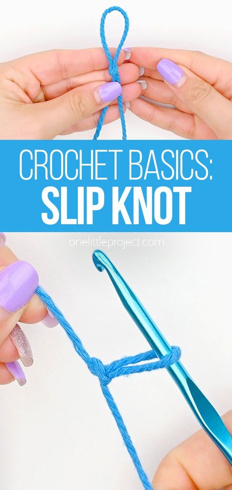 Crochet Basics: Learn how to tie a slip knot! This simple crochet (and knitting!) technique is an easy way to anchor your yarn to your hook. Whether you're a crochet beginner or an experienced crocheter looking for a refresher, our simple step-by-step photo and video tutorials for how to make a slip knot are SO EASY to follow! Have fun mastering this crochet basic before moving on to the next steps in your crochet project. Begin Crochet, Tie A Slip Knot, Slip Knot Crochet, How To Start Crochet, Learn Crochet Beginner, One Little Project, Magic Circle Crochet, Left Handed Crochet, Dinosaur Patterns