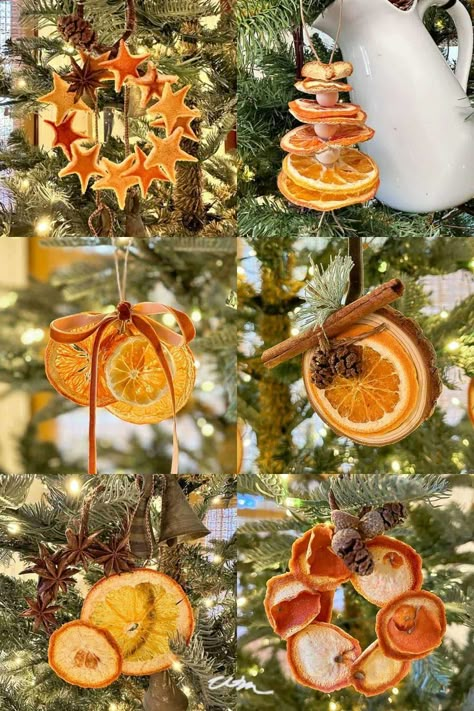 Dried Fruits Christmas Tree, Rustic Holiday Decor Diy, Dried Christmas Decorations, Dried Orange Decorations Diy, Orange Slice Christmas Ornaments, Solstice Ornaments Diy, Diy Orange Garland Christmas, Christmas Tree Decorations Easy, Christmas Farmers Market Ideas