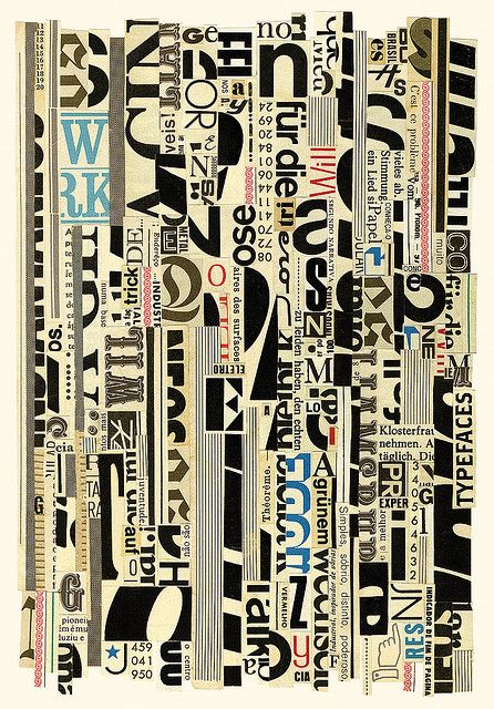 Typographic Stripes by hugowerner, via Flickr.  Handmade collage from sketchbook.  Year: 2008 Graphic Design Collection, Quilt Modernen, Handmade Collage, Collage Design, Text Art, Typography Letters, Ex Libris, Typography Inspiration, Typography Fonts