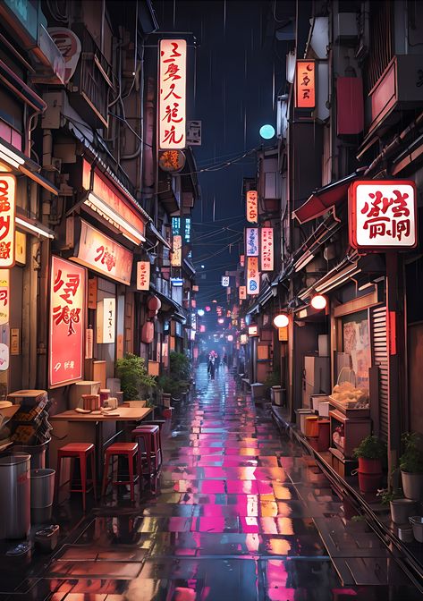 Light up your style with my 'Tokyo Nights' design! This idea takes you straight to the neon-lit streets of Japan with vibrant signs and a cool, urban vibe. Check my shop! 🫰 #neonstreet #japanvibe #rainynight #tokyonights #oldneons #artistic #aesthetic #anime #animestyle #popular #art #shop #sticker #tshirtdesign #cool Streets Of Japan Aesthetic, Tokyo Street Painting, Japanese Streets Night, Tokyo Neon Lights, Tokyo Night Painting, Tokyo Art Aesthetic, Tokyo Night Market, Tokyo Neon Signs, Urban Japan Aesthetic