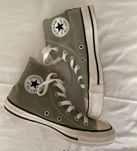 Sage Green Converse Aesthetic, Dark Green Converse Aesthetic, Green Converse Aesthetic, Sage Green Converse, Dark Green Converse, Skater Wear, Vans Aesthetic, Converse 70s, Converse Design