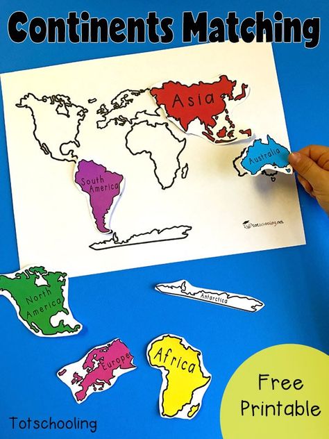 FREE continents matching printable Preschool Geography, Continents Activities, Preschool Social Studies, The 7 Continents, Continents Of The World, Montessori Geography, Geography For Kids, Geography Activities, Kindergarten Social Studies