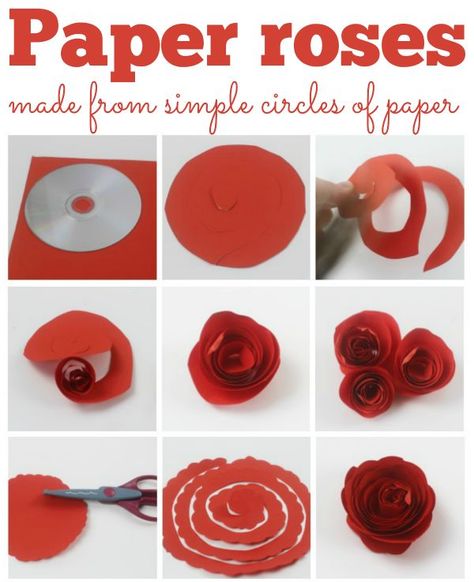 Paper roses, these fab paper roses are made from just a circle of paper and are easy to make. Perfect for mothers day or a home made gift. How To Make Paper Flowers, Make Paper, Mother's Day Diy, Paper Flowers Diy, Mothers Day Crafts, Valentine Day Crafts, Paper Roses, Valentine Crafts, Mothers Day Cards