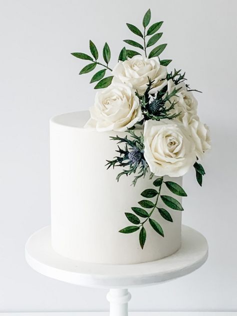 Simple Green Wedding Cake, Small Wedding Cakes One Tier, Simple One Tier Wedding Cake, Simple Wedding Cake Small One Tier, 1 Tier Wedding Cake, Intimate Wedding Cake, Wedding Cake Quotes, 1 Tier Wedding Cakes, Wedding Cakes One Tier