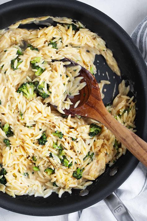 Broccoli Cheddar Orzo Broccoli Cheddar Orzo, Cheddar Orzo, Orzo Dinner Recipes, Cheesy Orzo, Orzo Pasta Salad, Chicken Shrimp, Orzo Recipes, Broccoli Pasta, Tasty Pasta