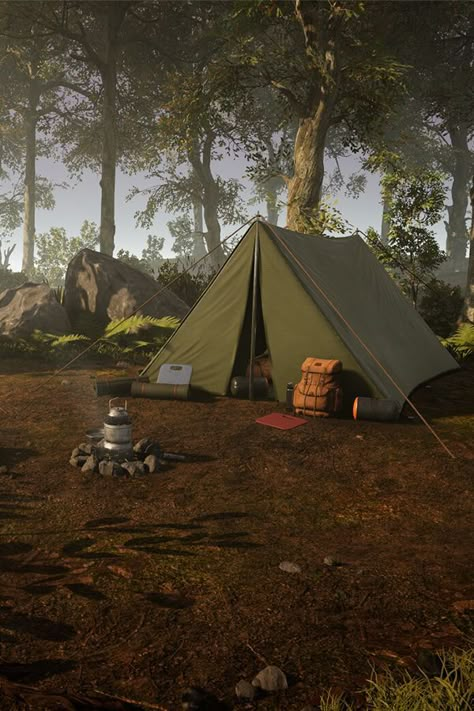 Embark on your #WeekendAdventure with Axel Loreman’s “Forest Camp,” a #realtime #campsite scene made using #SpeedTree, #Maya, #ZBrush, #SubstanceDesigner, #SubstancePainter, #UnrealEngine, and #Photoshop.  #ArtistSpotlight #Environment #Landscape #River #Tree #Vegetation #Foliage #Nature #GetOut #Allegorithmic #UE4 #3D #Render #Adobe #Pixelogic #Autodesk #Forest #GameArt #Camping Earthy Wallpapers, Mundo Hippie, Camping Images, Aesthetic Camping, Forest Camp, Camping Inspiration, Camping Vibes, Camping Photography, Camping Aesthetic