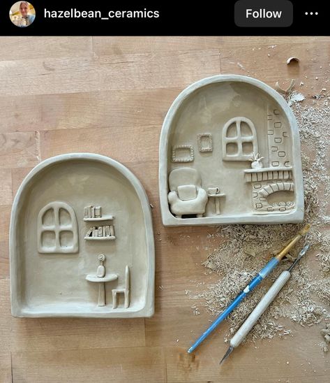 Clay Elementary Projects, Clay Pottery Ideas Aesthetic, Clay Pictures Ideas, Air Clay Wall Art, Air Dry Clay Projects Functional, Clay Diy Projects Sculptures, Air Dry Clay Art Ideas Aesthetic, Studio Ghibli Air Dry Clay, Clay Crafts Air Dry Diy Projects