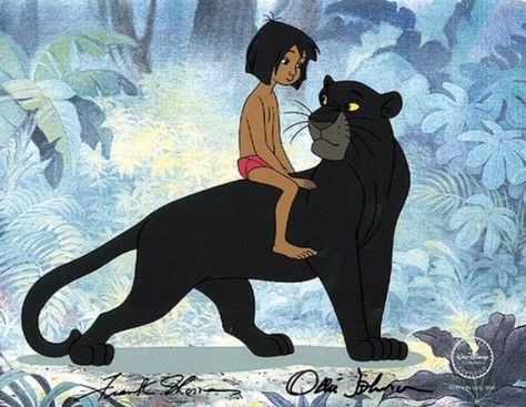 *MOWGLI & BAGHEERA ~ The Jungle Book, 1967 Kimoji Wallpaper, Mogli Jungle Book, Jungle Book Tattoo, Mowgli The Jungle Book, Jungle Book Bagheera, Jungle Book Characters, Best Characters, Disney Sleeve, Jungle Book Disney