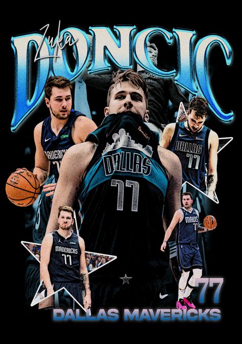 Dončić was the third pick by the Atlanta Hawks in the 2018 NBA draft. He was immediately traded to the Dallas Mavericks for Trae Young and a first-round pick in 2019.[1][2] Trae Young was the fifth pick in the 2018 NBA Draft by Dallas. Rick Carlisle, Dallas head coach, made the trade because he was worried he wouldn't get Dončić if he waited for the fifth pick. Vintage Nba Graphic Tees, Bootleg Design, Vintage Shirt Design, Nike Art, Trae Young, Nba T Shirts, Retro Graphic Design, Luka Doncic, Editing Ideas