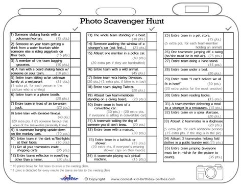 Printable Photo Scavenger Hunt List - Coolest Free Printables Mall Scavenger Hunt, Scavenger Hunt Party, Scavenger Hunt List, Adult Scavenger Hunt, Scavenger Hunt Ideas, Scavenger Hunt Clues, Road Rally, Photo Scavenger Hunt, Car Rally