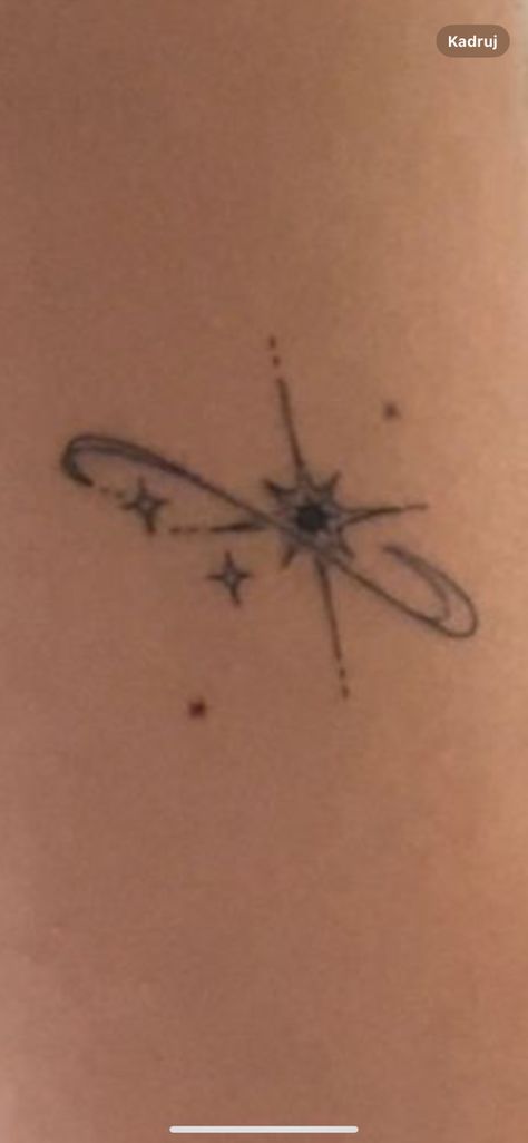 Rib Sparkle Tattoo, Spine Tattoos Astrology, Celestial Spinal Tattoo, Star Side Tattoo, Small Saturn Tattoo Design, Spine Tattoos Stars, Star Tattoo Spine, Star Lower Back Tattoos, Space Spine Tattoo