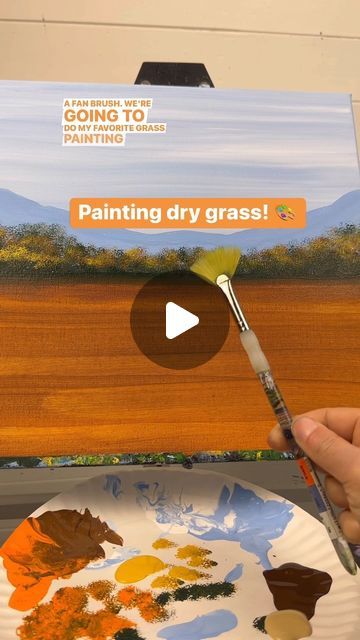 Emily Seilhamer on Instagram: "[clip] Painting dry grass with a fan brush 🎨 #acrylicpainting #easypainting #paintingtips #falldecorating #howto #beginnerfriendly #easypainting #tutorials" Grass Painting, Fan Brush, Diy Pumpkin, Cool Paintings, Painting Tips, Easy Paintings, A Fan, Art Original, Paint Brushes