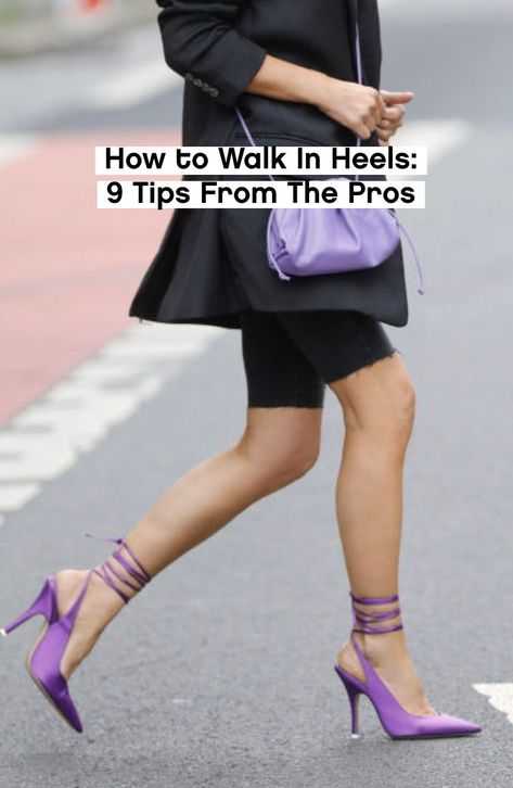 How Walk In Heels, Exercises For Wearing Heels, Ankle Strap Heels Outfit Dresses, How To Learn To Walk In High Heels, Learn To Walk In Heels, Learn How To Walk In Heels, Make Heels Comfortable Hacks, Outfits With Pump Heels, How To Break In Heels