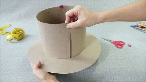 How to Make a Top Hat: 12 Steps (with Pictures) - wikiHow Funny Hats For Adults Diy, How To Make A Top Hat, How To Make A Hat Out Of Paper, Crazy Hat Day Ideas For Adults, Crochet Baby Sun Hat, Halloween Top Hat, Top Hat Pattern, Diy Christmas Hats, Hat Sewing