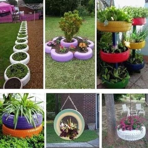 Tire Art, Planter Beds, Lawn Tools, Wooden Pallet Furniture, Diy Recycle, Recycled Art, Dream Backyard, Upcycled Crafts, Garden Crafts