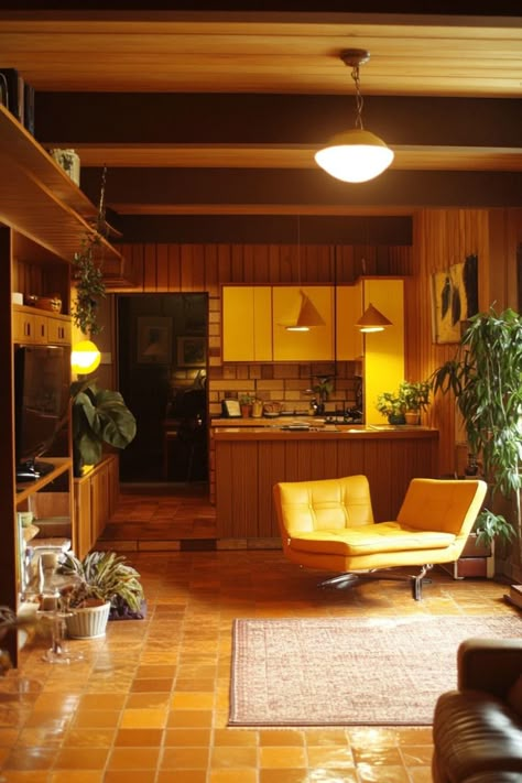 Reviving 70s House Interior Design: Groovy Décor Ideas for ... Small 70s Living Room, 60s Mod Living Room, Midcentury House Interior, 70s Sitting Room, 70s House Style, 70s Inspired Home Decor Interior Design, Retro 70s Home Aesthetic, 80s Retro Interior Design, 70s Interior Design Retro Vintage