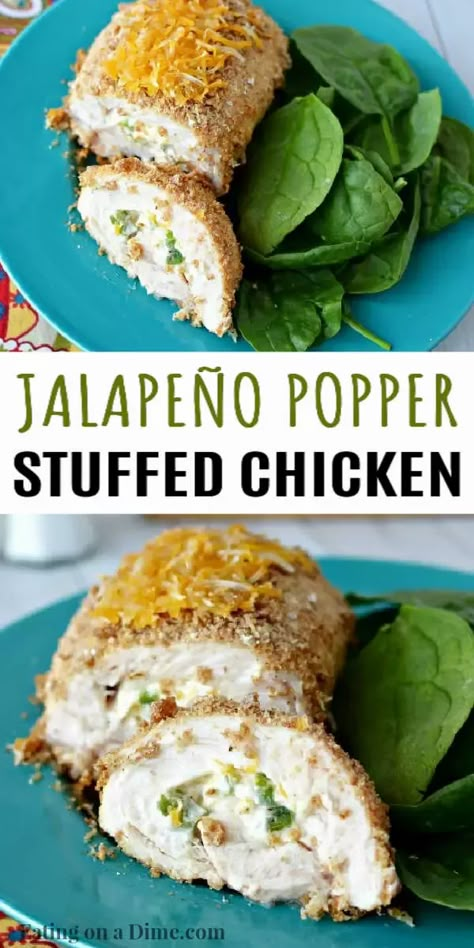 Jalapeño Popper Stuffed Chicken, Jalapeno Popper Stuffed Chicken, Popper Stuffed Chicken, Rolled Chicken Breast, Keto Jalapeno, Chicken Breasts Recipe, Chicken Poppers, Popper Chicken, Jalapeno Popper Recipes