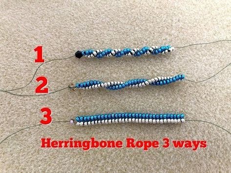 (22) How to achieve more spirals on Herringbone rope || 3 ways to make 2 bead Herringbone rope - YouTube Herringbone Stitch Beading, Herringbone Beading, Beaded Herringbone, Rope Tutorial, Seed Bead Tutorials, Make Bracelet, Making Bracelets With Beads, Twist Beads, Diy Jewelry Tutorials