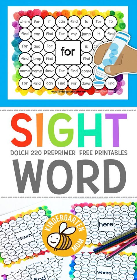 FREE Dab n' Dot Sight Word Printables - Homeschool Giveaways Bingo Dotter Activities, Sight Words Word Search Free Printable, Free Sight Word Printables, Sight Word Printables, Kindergarten Architecture, Pre Primer Sight Words, Preschool Sight Words, Sight Word Fun, Bingo Dauber