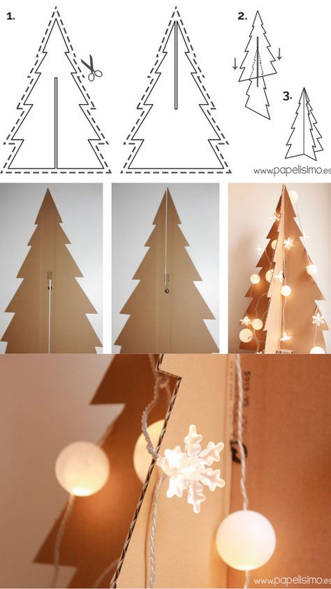 25 Best cardboard Christmas decorations & crafts ideas such as easy DIY Xmas trees, ornaments, wreaths, fireplace, gingerbread houses, winter village, snowman, etc! - A Piece of Rainbow, holiday crafts for kids, advent calendar, garland, handmade, gifts, gift tags, modern, farmhouse, boho, Scandinavian, vintage, budget decor, dollar store, Anthropologie style, wall decor Decoracion Navidad Diy, Christmas Tree Cut Out, Cardboard Gingerbread House, Cardboard Tree, Carton Diy, Cardboard Christmas Tree, Christmas Tree Box, Silver Christmas Decorations, Farmhouse Style Christmas