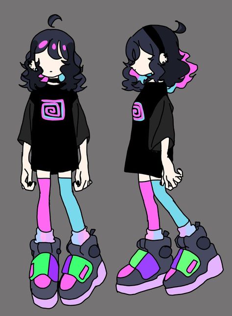 this is what i drew cute right? Well i decided to put neon and dark colors in this Oc but i really love it! Ace Name, Outfit Ideas Colorful, Drawing Base Poses, 3d Karakter, Rainbow Cartoon, Neon Girl, Draw Your Oc, Girl Oc, Neon Outfits