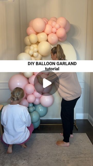 Balloon Arch On Backdrop, Balloon Chiara Backdrop, Baby Shower Garland Ideas, How Many Balloons For An Arch, Balloon Chain Diy, Gender Reveal Decorations Backdrops, Hello Kitty Balloon Garland, Gender Reveal Diy Decorations, Diy Gender Reveal Decorations