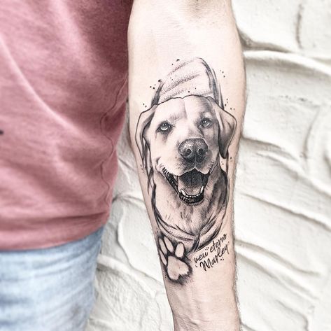 Labrador Tattoo Ideas, Dog Tattoo Ideas Memorial, Labrador Tattoo, Tattoo Ideas Memorial, Tatoo Dog, Dog Portrait Tattoo, Dog Tattoo Ideas, Tattoos For Dog Lovers, Dog Memorial Tattoos