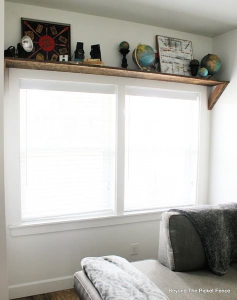 Shelf Over Windows, Book Shelf Over Window, Diy Above Window Shelf, Above Curtain Shelf, Shelf Over Window Living Room, Bookshelves Above Windows, Shelves Above Windows Bedroom, Shelf Above Window Living Room, Floating Shelf Above Window