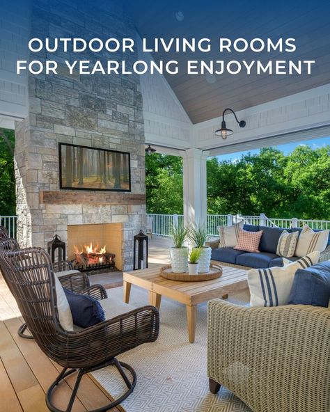 Are you maximizing your outdoor space? Outdoor rooms are becoming a prime entertainment and relaxation spot, no matter the season. Gas Outdoor Fireplace, Fire Glass Fireplace, Vent Free Gas Fireplace, Porch Fireplace, Brick Interior, Outdoor Gas Fireplace, Oak Logs, Brick Paneling, Outdoor Living Rooms