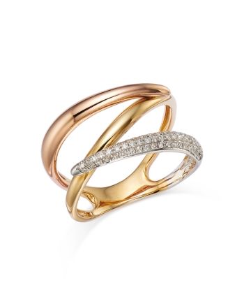 Bloomingdale's Fine Collection Diamond Pave Crossover Ring in 14K Yellow, White & Rose Gold, 0.20 ct. t.w. - Exclusive Crossover Diamond Ring, Trendy Jewellery, Favorite Engagement Rings, Everyday Jewellery, Jewellery Design Sketches, Light Jewelry, Crossover Ring, Pave Diamond Ring, Exclusive Jewelry