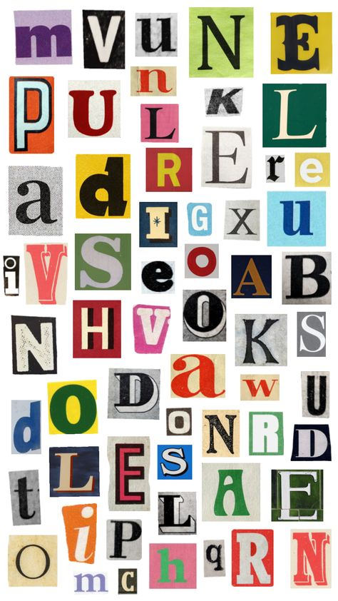 Letter Cutouts Aesthetic, Collage Alphabet Letters, Different Word Fonts, Scrapbook Letters Png, Collage Words Texts, Cool Letter Ideas, Magazine Letter Cutouts Aesthetic, Letters For Collage, Alphabet Cutouts Letters