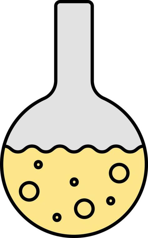 Yellow Liquid Beaker Icon In Flat Style. Beakers, Flat Style, Flat Icon, Fashion Flats, Yellow, Floral, Art