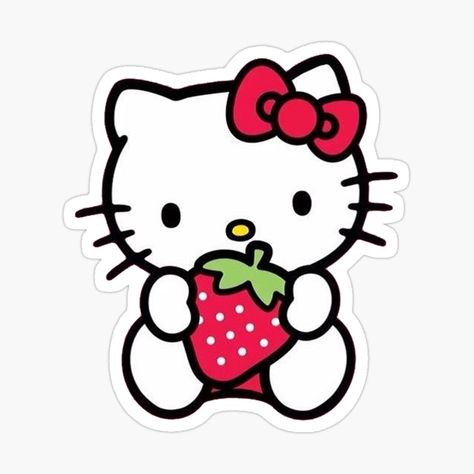 Get my art printed on awesome products. Support me at Redbubble #RBandME: https://www.redbubble.com/i/sticker/Anime-manga-pink-cute-kawaii-cartoon-strawberry-character-by-OutfitCustoms1/112979545.JCQM3?asc=u Stickers Rosa, 2000s Stickers, Strawberry Character, Strawberry Sticker, Hello Kitten, Cartoon Strawberry, Images Hello Kitty, Hello Kitty Printables, Cute Laptop Stickers