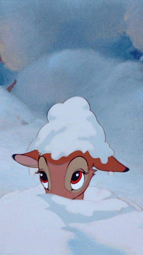 Bambi Phone Wallpaper, Bambi Wallpapers Aesthetic, Bambi Wallpapers Iphone, Old Disney Christmas Wallpaper, Winter Aesthetic Cartoon, Disney Bambi Wallpaper, Bambi Wallpaper Aesthetic, Old Disney Aesthetic Wallpaper, Old Disney Wallpaper