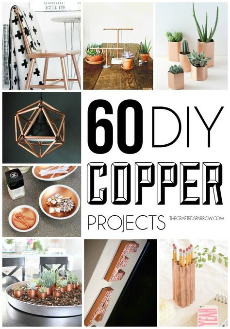 Gathered together are 60 DIY Copper Projects, these are the best of the best Copper Projects to help inspire you and your home decor trends. Copper Projects, Jennifer Maker, Diy Copper, Diy Projektit, Copper Decor, Copper Diy, Crafty Diy, Home Decor Trends, Diy Projects To Try