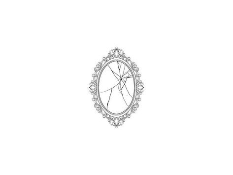 Mirror Tattoo Minimalist, Dainty Mirror Tattoo, Small Frame Tattoo, Tiny Mirror Tattoo, Oval Tattoo Ideas, Mirror Tattoo Simple, Mirror In The Sky Tattoo, Heart Mirror Tattoo, Cracked Mirror Tattoo