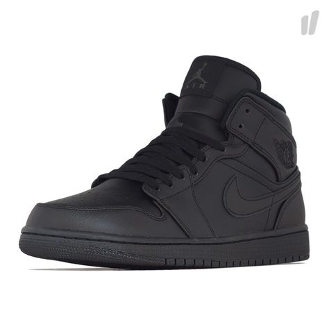 Air Jordan 1 Black, Jordan 1 Mid Black, Air Jordan 1 Mid Black, Jordan 1 Black, Nike Shoes Jordans, Jordan 1s, Fresh Shoes, Black On Black, Air Jordan 1 Mid